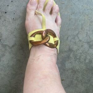 Juicy Couture Yellow Sandals with Gold Chain Accent